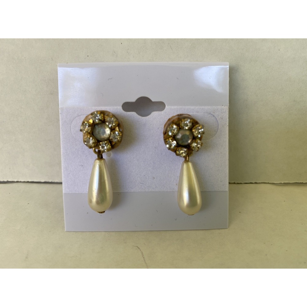 earrings delicate pear rhinestones Ear Drop pierced‎ Dorotea handmade